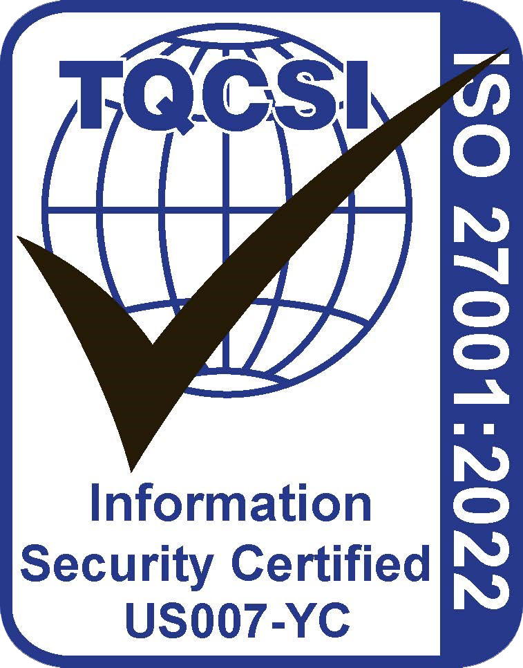 ISO 27001 Certification Mark with cert number